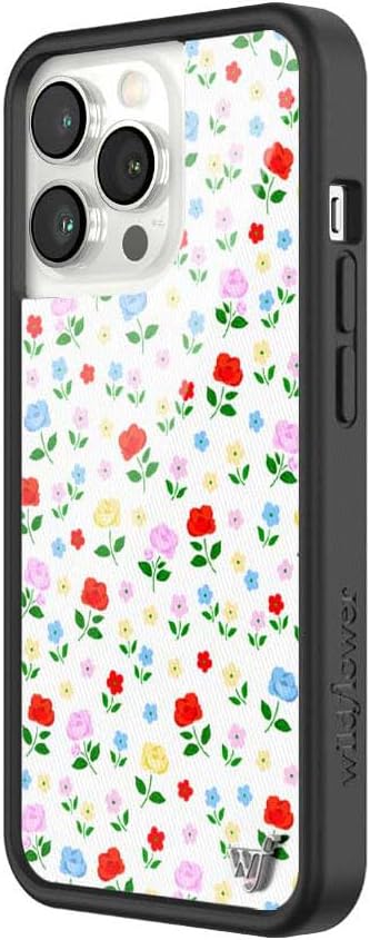 Wildflower Cases - Compatible with iPhone 13 Pro | Protective Black Bumper, 6.5ft Drop Test Certified, Women Owned Small Business | Red Yellow Blue Pink Dainty Cute Trendy | Prairie Floral