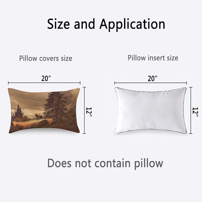 TKS MITLAN Brown Deer Pillow Cover 12x20 inch Elk in The Rocky Mountains Rocks Tree Wildlife Pillows Decorative Throw Pillows Farmhouse Decor for Home Cushion Case