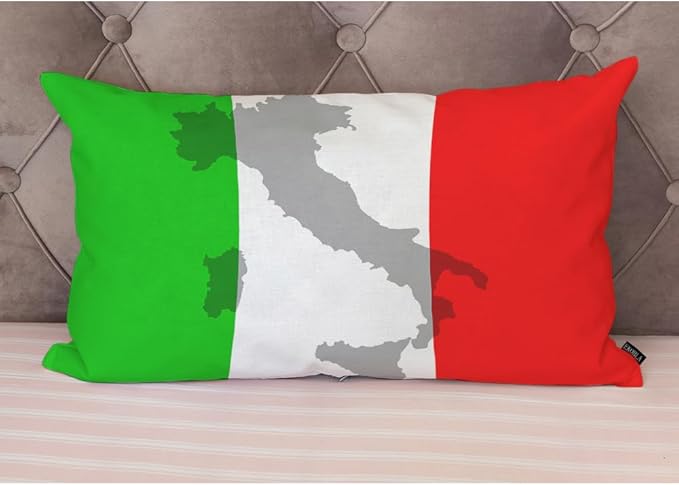 EKOBLA Decorative Cushion Cover Italian Flag Europe Country Red Green White Territory Travel Lumber Pillow Cases for Outdoor Square Couch Chair Cushion Cover Cotton Linen 12x20 Inches