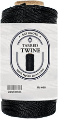 SGT KNOTS Tarred Twine - 100% Nylon Bank Line for Bushcraft, Netting, Gear Bundles, Construction, Lacing Twisted Cord, Weatherproof #60-1 lb