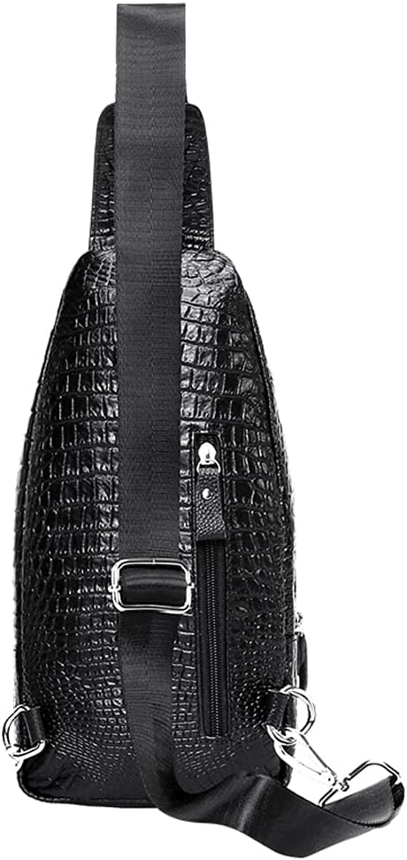 Hebetag Leather Sling Bag Crossbody Backpack for Men Travel Outdoor Office Work Camping Hunting Hiking Shoulder Chest Pack Casual Daypack, Black
