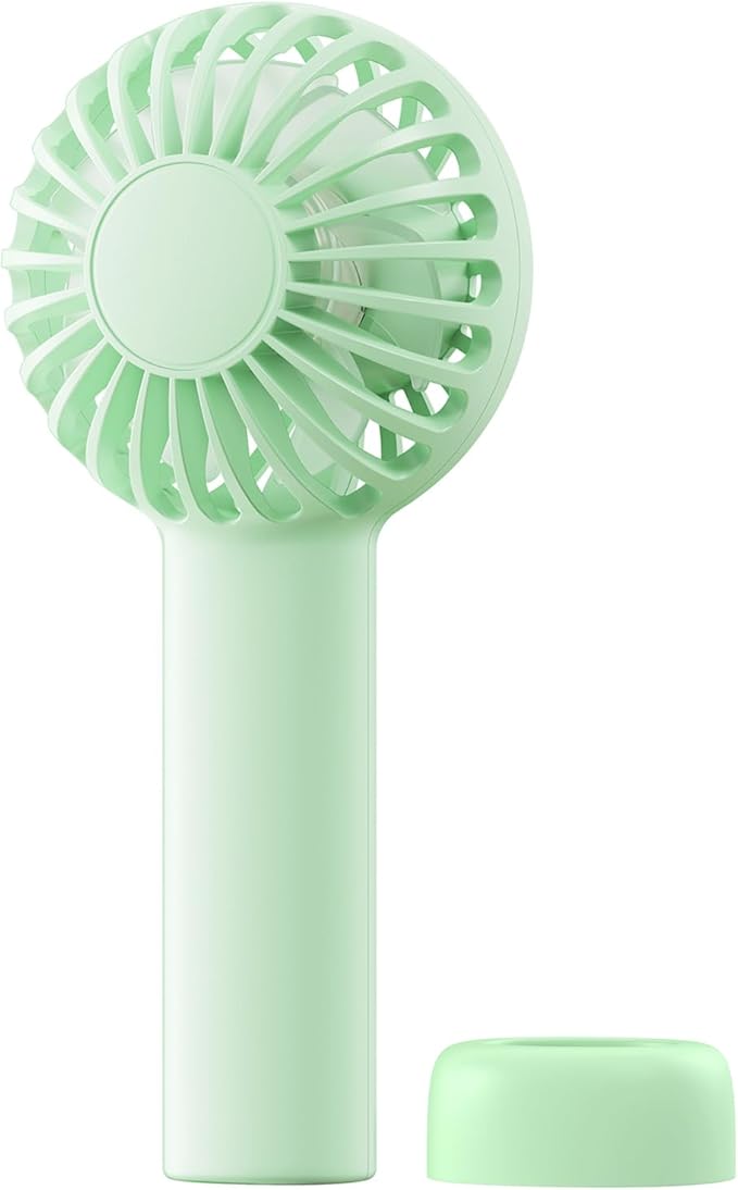 SWEETFULL Mini Portable Fan - Rechargeable Handheld Fan, 3 Speeds Personal Small Hand Gifts for Travel Essentials, Lash, Makeup, Eyelash, Kids, Girls, Women - USB, Cute Design Green