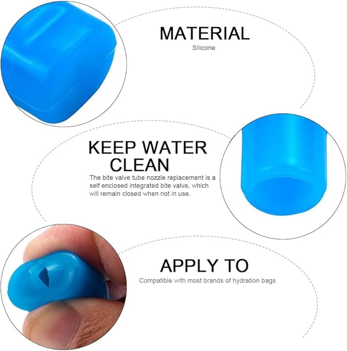 3 Piece Set Bite Valve Replacement Mouthpiece Bite Valve Tube Nozzle Replacement Replacement Bite Valve for Outdoor Backpack Hydration Bladder Reservoir
