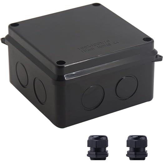 Junction Box, Reserved Holes Electrical Boxes Waterproof IP65 ABS Plastic Electrical Power Cord Enclosure Project Box Black 3.9 x 3.9 x 2.8 inch(100x100x70mm)
