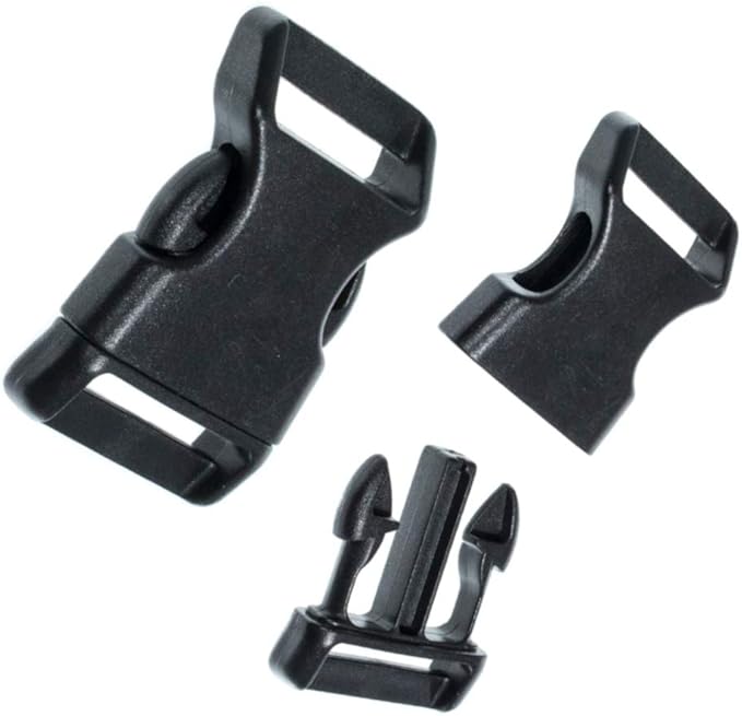 Black Plastic Side Release Buckles for Paracord Bracelets (1 Inch, 25 Pack)