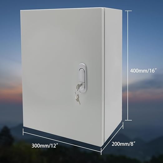 16 * 12 * 8 Inch Outdoor Electrical Junction Box,Electrical Waterproof Box with Lock,Waterproof & Dustproof Metal Box(400 * 300 * 200)