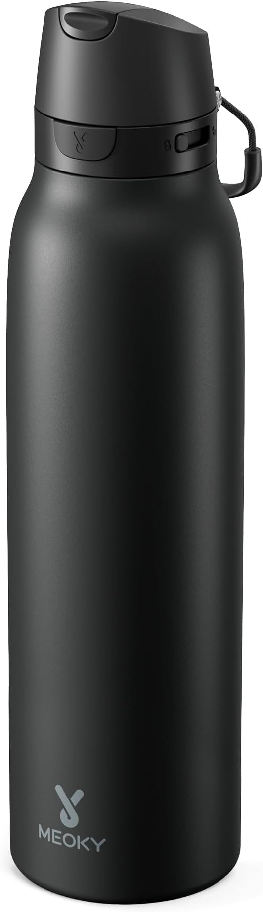 Meoky 24 oz Slim Insulated Water Bottle: Leak Proof Locking Lid, 2-in-1 Straw and Spout, 24 Hours Cold, Top Handle, BPA Free, Stainless Steel Water Bottle for Men Sports Travel Gym, Night