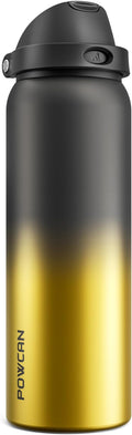 POWCAN 40 oz Insulated Water Bottle: 2-in-1 Push-Button Spout & Quick-Flip Straw Lid, Leakproof, Keep Cold 24Hrs, BPA-Free, Stainless Steel Water Bottle for Sports, School, Travel, Gym, Gift (King)