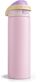 ENCOOL Leakproof Insulated Water Bottle with Straw Dual-Sip Water Bottle Bag-Safe Design for Work, Commute & Gym – Keeps Drinks Cold All Day, 24 oz, Peach Purple