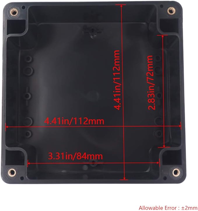 2 Pack Project Box IP65 Waterproof Junction Box ABS Plastic Black Electrical Boxes DIY Electronic Project Case Power Enclosure 4.72"x4.72"x3.54"(120x120x90mm)