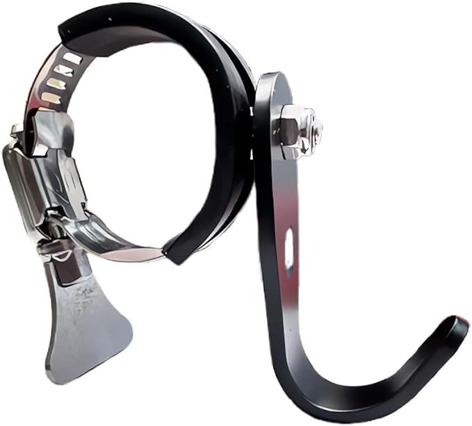 Adjustable Handlebar Hook Mount, Universal Pole Storage Hook, Black Metal Clamp Design (Single(Large), 1)