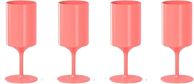 Knork Eco 4 Piece Party Cup, Outdoor Wine Stem, Coral