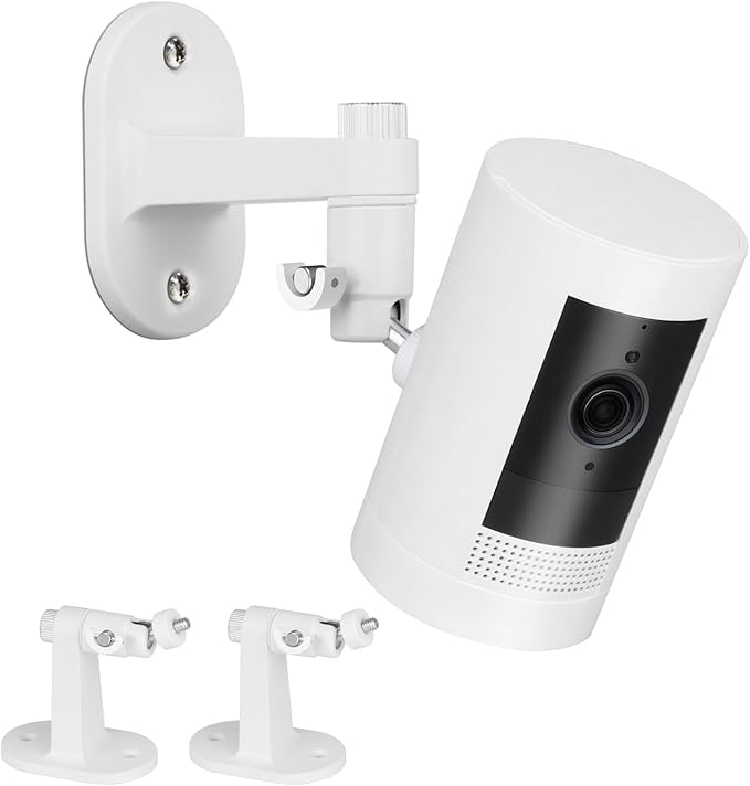 2Pack Adjustable Security Wall Mount Bracket for Ring Stick Up Cam & Ring Outdoor Cam Plus, Perfect View Angle for Your Surveillance Camera System - White