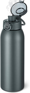 Insulated Water Bottle 24 oz with Dustproof Lid, Carry Handle & Tea Infuser, BPA-Free & Leakproof, Stainless Steel Water Bottles Ideal for Fitness, Hiking, Office & Outdoor Use （Cold Gray ）