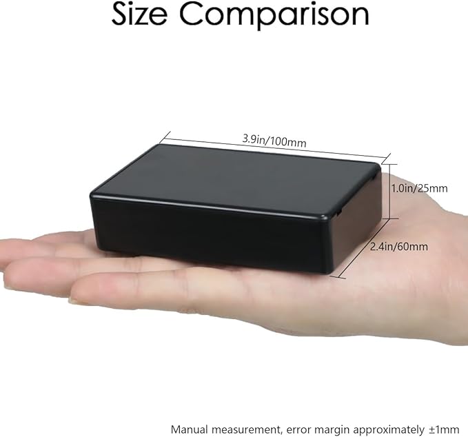 LeMotech Project Box 10 Pieces ABS Plastic Electrical Project Case Small Junction Box for Electronics Black 3.9 x 2.4 x 1.0 inch (100 x 60 x 25 mm)