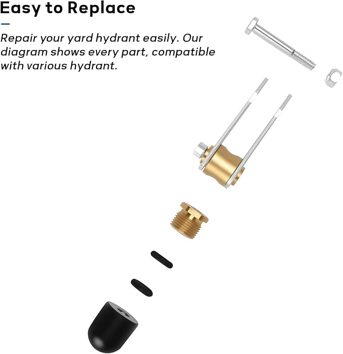MEASUREMAN Yard Hydrant Repair Kit, Frost Proof Outdoor Faucet Replacement Parts with Plunger & Seals (Pack of 2)