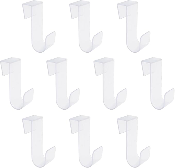 10PCS Over Cabinet Door Hooks Plastic Over The Door Single Hooks Space-Saving Hanger Extender Clips Multi-Purpose Hooks for Kitchen Bathroom Bedroom (Transparent)