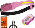 Headlamp 3 Packs,230° Wide Beam Super Bright Head Lights,Detachable Mini flashligh,Type-C USB Charging,9 Light Modes,Lightweight for Rock Climbing, Running, Repairing, Fishing, Cycling (1, Pink)