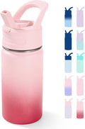 Fijinhom 12oz Kids Water Bottle for School, Toddler Bottles with Straws, Stainless Steel Vacuum Insulated Water Bottle for Boys&Girls, Leak-Proof, BPA-Free, Cherry
