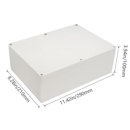Project Box IP65 Waterproof Junction Box ABS Plastic Electrical Boxes DIY Electronic Project Case Power Enclosure White 11.42x8.27x3.94 inch (290 x 210 x100 mm)