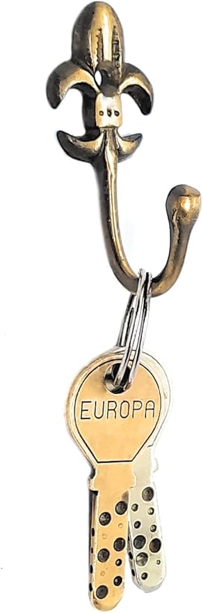 FAPBADRI Multipurpose Hooks, Used to Hang Clothes, Bags, Coats, Curtain Hold Backs, Keys, Colour - Antique Gold, Material - Brass, Royal Design, Screws and Wallplugs Included, Pack of 2 Pieces