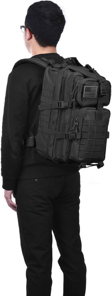REEBOW GEAR Tactical Backpack for Men Army Molle Military Style Assault Pack Bug Bag Backpacks Daypack (34L Black)