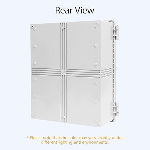 LeMotech Electrical Box, IP67 Waterproof Hinged Cover Stainless Steel Latch Junction Box, ABS Plastic Electrical Enclosure with Mounting Plate,Wall Brackets, Cable Glands,19.6"x15.7"x7.8",Grey