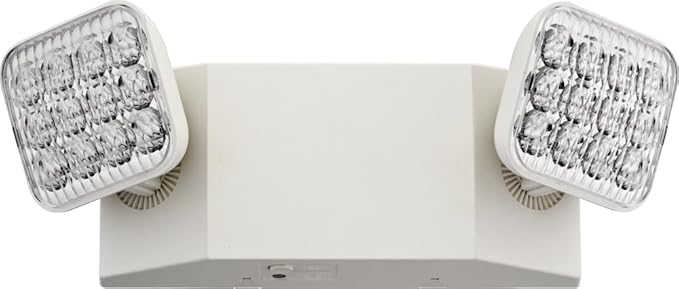 Lithonia Lighting Basics LED Emergency Light, Dual Adjustable Heads, Wall Mount, Damp Rated, 90-Min Backup, 120/277V, White, 4-Pack (EU2C CP4), Deal for stairways, hallways, and Egress Paths