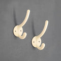 FAPBADRI Multipurpose Hooks, Used to Hang Clothes, Bags, Coats, Curtain Hold Backs, Keys, Ivory Colour, Material - Aluminium, Screws and Wallplugs Included, Pack of 2 Pieces