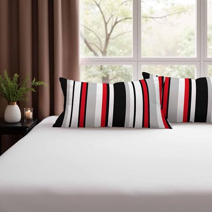 Vertical Lines Striped Pillow Covers 12 X 20 Black White Grey Red Watercolor Set of 2 Pillow Cases Velvet Outdoor Throw Cushion Pillowcases Decorative for Home Bed Sofa Couch Hotel