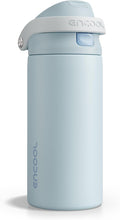 ENCOOL Leakproof Insulated Water Bottle with Straw Dual-Sip Water Bottle Bag-Safe Design for Work, Commute & Gym – Keeps Drinks Cold All Day, 18 oz, Frost Blue