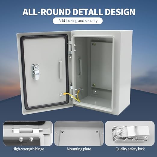 Waterproof Metal Electrical Enclosure with Lock,12 * 8 * 6 in Outdoor Electrical Box,IP66 Waterproof & Dustproof Electrical Junction Box(300 * 200 * 150mm)