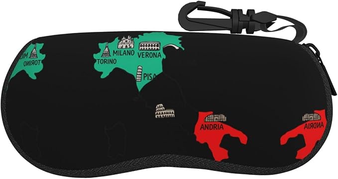 YANGqing Italy Map Cities Marked Print Light Soft Shell Glasses Case Portable & Lightweight Sunglasses Bag, Slim Travel Eyeglasses Pouch