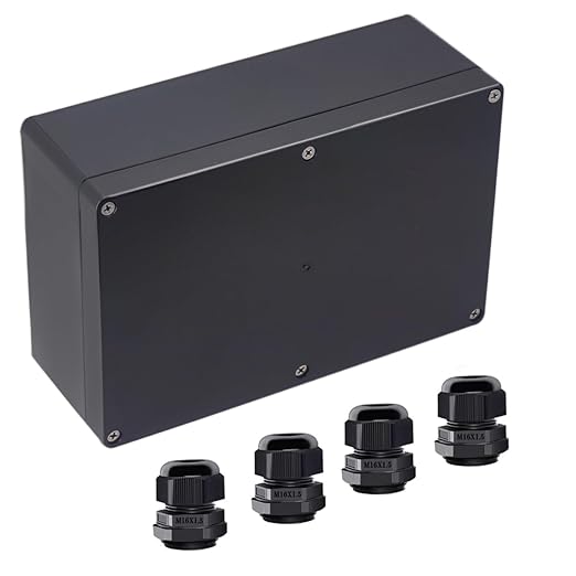 Junction Box IP65 Waterproof ABS Plastic Electrical Project Case Power Junction Boxes, Project Box with 4 PCS M16 Cable Glands 9.06x5.90x3.43 inch (230 x 150 x87 mm)