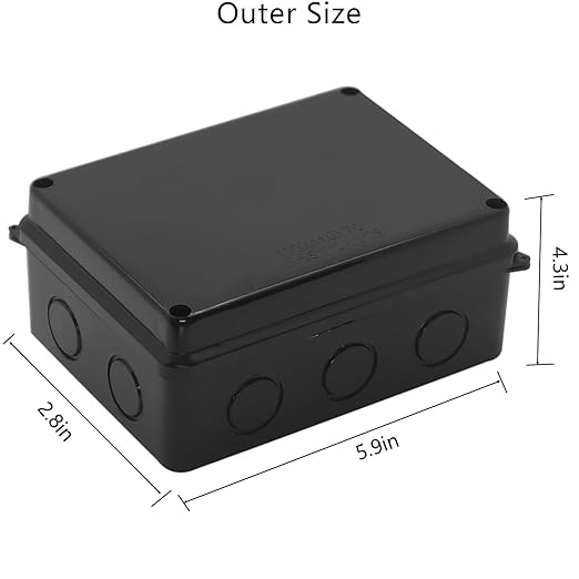 Project Box IP65 Waterproof Dustproof Junction Boxes ABS Plastic DIY Electronic Case, Indoor & Outdoor Electrical Box Power Cord Enclosure Black 150x110x70mm 2pcs