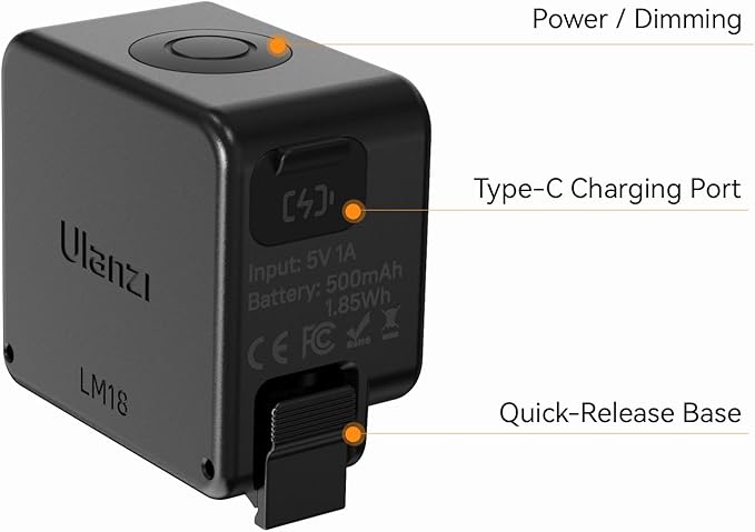 ULANZI LM18 Vlogging Light Mini LED Action Camera Video Light Magnetic Photography Fill Lighting for DJI Osmo Nano Action 3/4 Camera Cage Accessories and Ulanzi PK-06 Pocket 3/4 Expansion Adapter