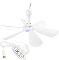 Portable Ceiling Fan USB Powered Canopy Fan with Speed Timer switch, Quiet Small DC USB Ceiling Fan Hanging Fan with 6 Blades for Camping Cruise RV Tent Gazebo Bed Dormitory Home Room