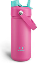 ENCOOL Insulated Water Bottle with Straw Stainless Steel Water Bottle, Leak-Proof, BPA-Free, Double Wall Vacuum Keeps Cold for 24 Hours for Sports, Travel, School (18 oz, Light Crimson)
