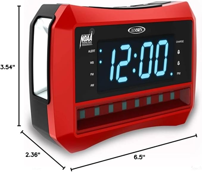 Digital AM/FM Weather Band Alarm Clock Radio with NOAA Weather Alert, Emergency Light and Built-in Flashlight