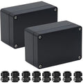 2 Packs Junction Box IP65 Waterproof ABS Plastic Electrical Project Case Power Junction Boxes, Project Box with 8 PCS M16 Cable Glands 3.94x2.68x1.97 inch(100x 68 x50 mm)