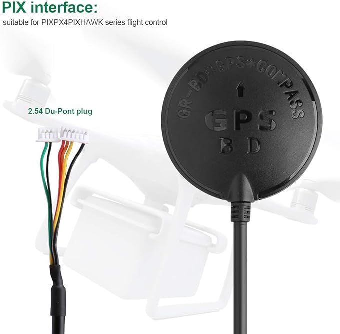 Deegoo-FPV GPS Compass Module+ NEO-M8N+ GPS BDS Module Precision APM Drone Control, GPS Receiver FPV Flight Control Pixhawk Navigation Module for APM PIX PX4, Compatible with APM Port I2C MWC