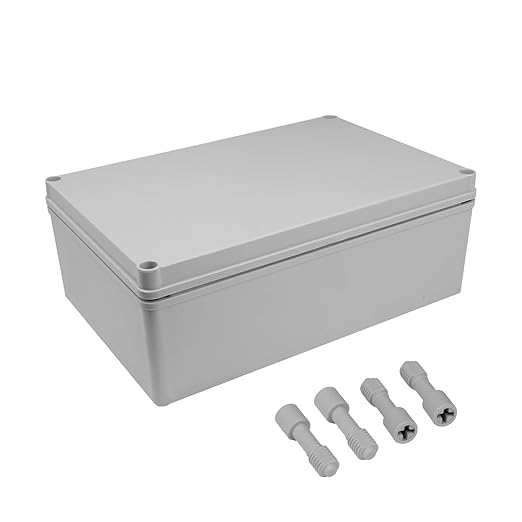 LeMotech Junction Box IP67 Waterproof Dustproof Electrical Box Project Box DIY Enclosure Gray 11.8X 7.8X 4.1inch (300x200x105mm)