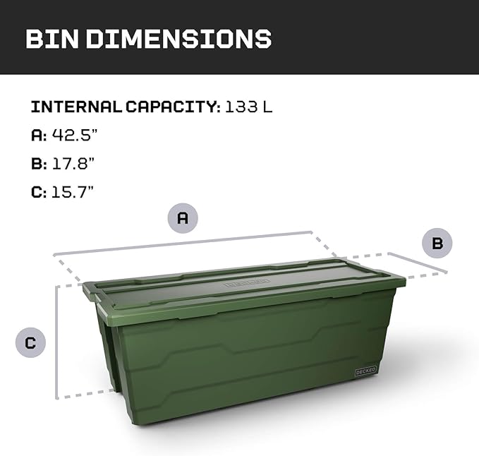 DECKED Payloader 133 L (2-Pack) - 200 lb Load Rated, Heavy-Duty Stackable Garage Storage Bins - Ranger Green