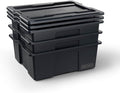 DECKED Payloader 32 L (3-Pack) - 75 lb Bin / 200 lb Lid Load Rated, Heavy-Duty Stackable Storage Bins, Fits Drawer System & Tool Box - Black