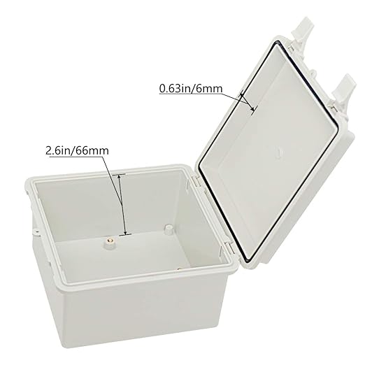 Zulkit 2pcs Junction Box ABS Plastic Dustproof Waterproof IP65 Electrical Boxes Hinged Shell Outdoor Universal Project Enclosure with 2 Cable Glands 5.9 x 5.9 x 3.5 inch (150x150x90 mm)