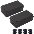 Electrical Box, Outdoor Waterproof Box IP65 Junction Box with Reserved Holes,ABS Plastic Project Box Power Cord Enclosure Black 2Pcs 7.9 x 3.4 x 2.8 inch(200x100x70mm)