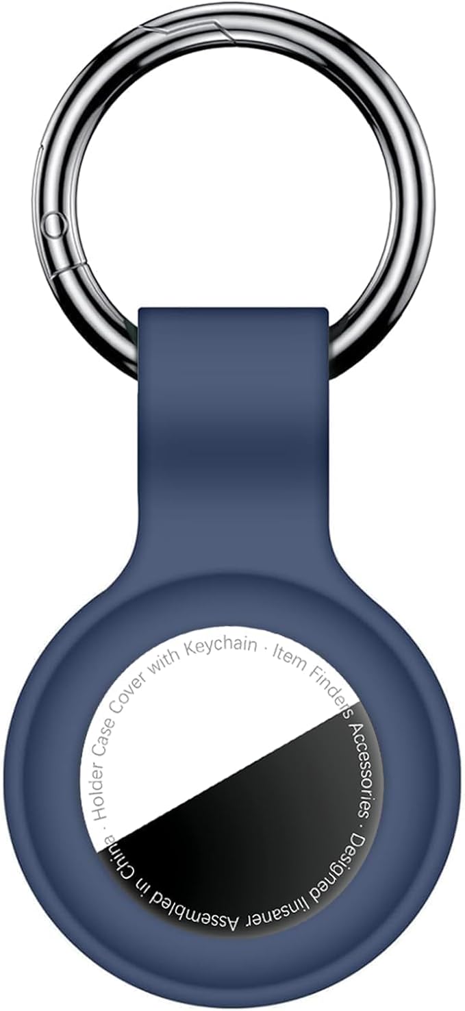 Linsaner Case for AirTag 2nd Gen (2026) & 1st Gen, Silicone Holder Keychain Key Ring, Protective Cover for Apple for Air Tags, GPS Finder Accessories for Bags, Pets, Kids, Luggage, Dark Blue