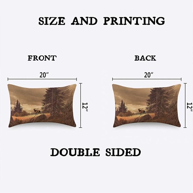 TKS MITLAN Brown Deer Pillow Cover 12x20 inch Elk in The Rocky Mountains Rocks Tree Wildlife Pillows Decorative Throw Pillows Farmhouse Decor for Home Cushion Case