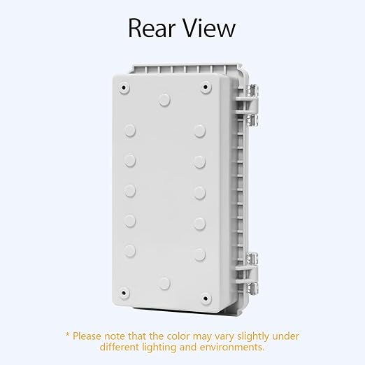 LeMotech Electrical Box, IP67 Waterproof Hinged Clear Cover Stainless Steel Latch Junction Box, ABS Plastic Electrical Enclosure with Mounting Plate,Wall Brackets, Cable Glands,8.2"x4.2"x2.9",Grey