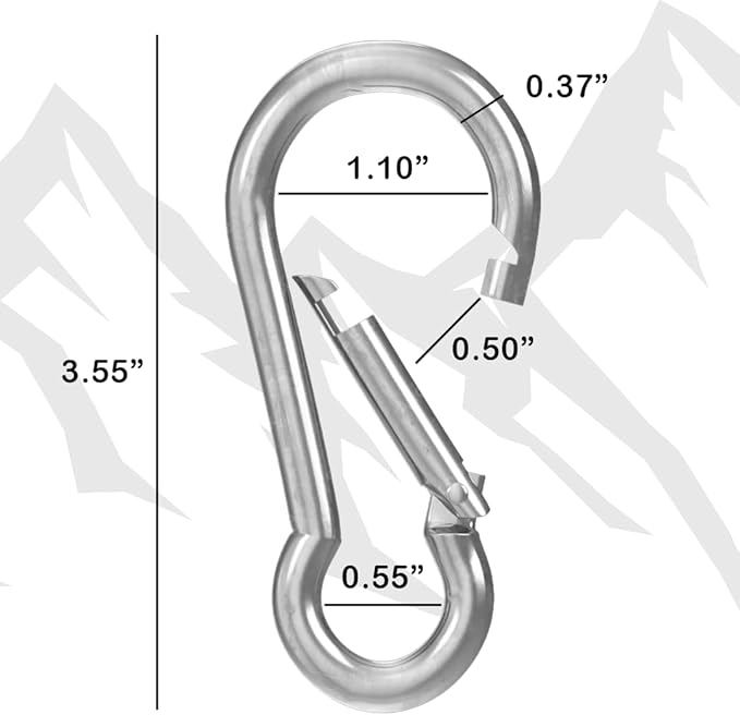 BoxerTool Heavy Duty Spring Snap Hooks 4Inch, 3/8" 20 Pack - Multipurpose Carabiner Clips for Swing, Large Steel Chain Quick Links Safety Buckle Connector for Hammock Fitness Gym Outdoor Boating